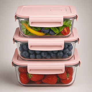 Kit 3 potes Herméticos de vidro Quadrado Quente ou Frio (VARIADOS)