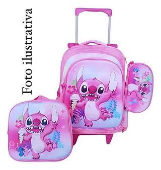 Kit Mochila de Rodinhas 3em1 Stitch 3D MENINA ( VARIADOS )