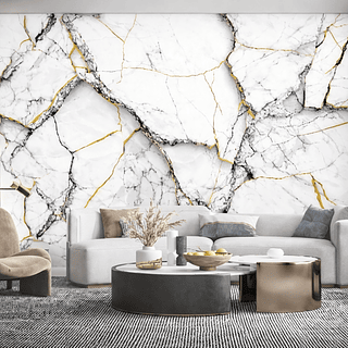 Placa Adesiva Marmorizada Banco com Dourado 120x300cm