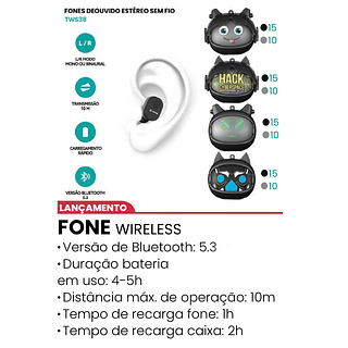 Fone de ouvido Estéreo sem Fio (ENVIADO MODELOS VARIADOS)