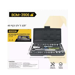 CONJUNTO CHAVES SOQUETES COM 40 Pçs 1/4 E 3/8