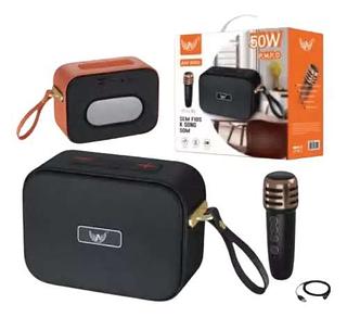 Caixa De Som 50w Com Microfone Infantil Caixinha Bluetooth C/led Karaoke
