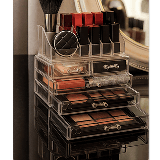 Organizador de maquiagens acrílico com gavetas
