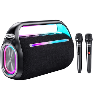 Caixa de Som Bluetooth 300W RMS com 2 Microfones Sem Fio IPX4 Função PowerBank