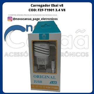 PROMOÇÃO 3 Carregadores V8 EBAI 3.4 (1 por R$10 + 2 por R$6 e o 3 R$1)