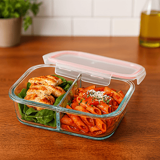 Pote Hermético Retangular com Divisória VIDRO 640ml