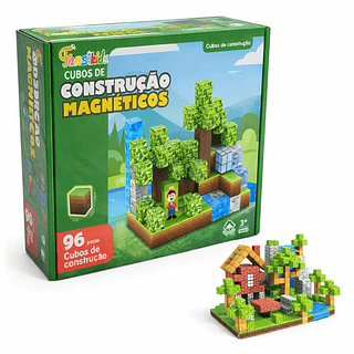 Kit 96 Blocos Magnéticos Construção Minecraft