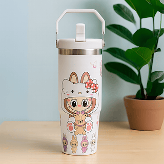 Copo de Bico com Alça 900ml Labubu - Cores Variadas (SEM GARANTIA)