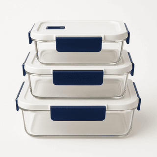 Kit 3 potes Herméticos de vidro Retangular Quente ou Frio (VARIADOS)