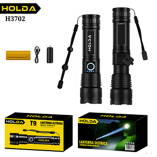 Lanterna Tática Led T9 Recarregável Usb Potente HOLDA