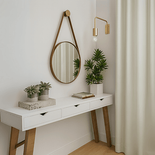 Espelho Redondo com Alça de couro 45x27cm (CONSULTAR CORES)