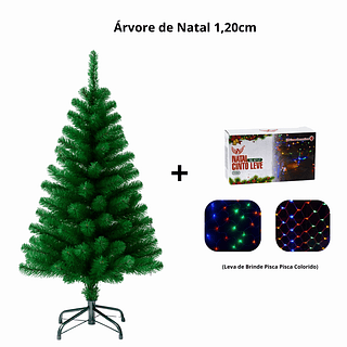 Arvore de natal 120CM + Pisca Pisca Colorido AL-4717
