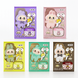 Fone Bluetooth com Case Personalizado e mini chaveiro Labubu