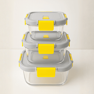 Kit 3 potes Herméticos de vidro Quadrado Quente ou Frio (VARIADOS)