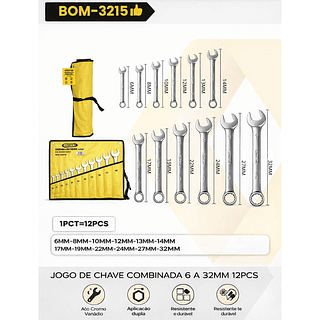 Jogo de Chave Combinada 6 a 23mm 12pç