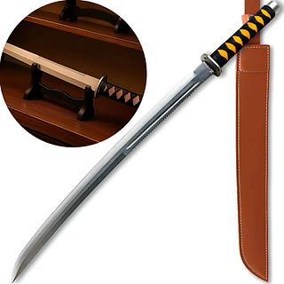 Espada Samurai Katana 70cm Com Fio Corte + Bainha Couro
