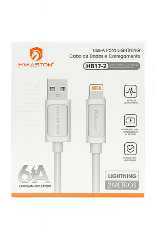 Cabo USB Lightning Turbo 6A 2M