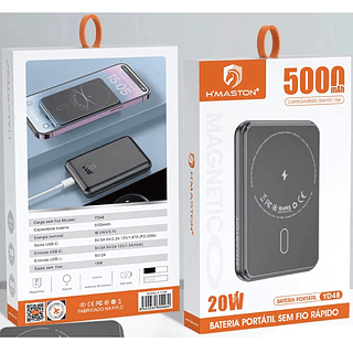 Carregador Portatil Powerbank Megsafe H'maston YD-48 Indução 5000mah 20w Premium