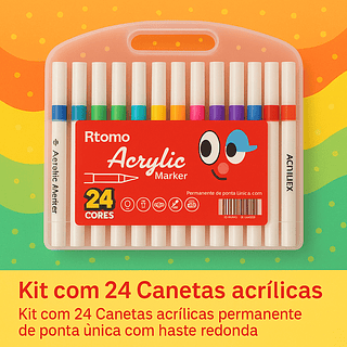 Kit Canetinha 24 CORES Acrylic marker