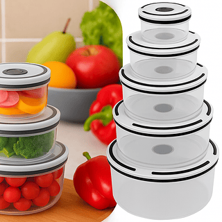 Kit 5 Potes Herméticos Transparentes Linha Premium