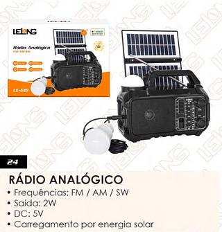 Radio Com Relógio analógico por energia solar