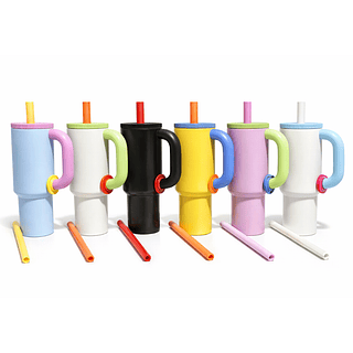 Copo Térmico Duas Cores com Alça e Canudo 1,2L