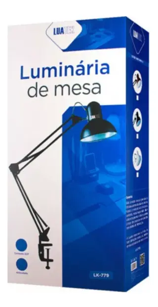 Luminária De Mesa E27 Articulada Luatek