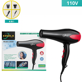 Secador de Cabelo Profissional Turbo 4 em 1 Alta Potência 110V