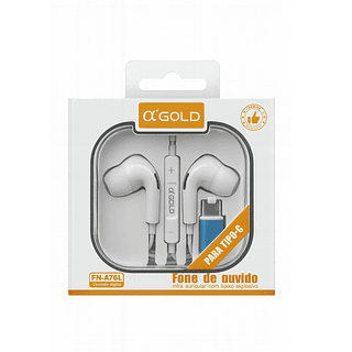 Fone de Ouvido Tipo-c com Borracha a'GOLD