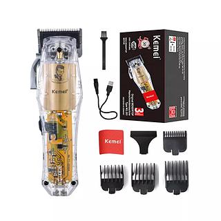 PROMOÇÃO: Máquina de Cortar Cabelo Profissional Kemei transparente (caixa preta)