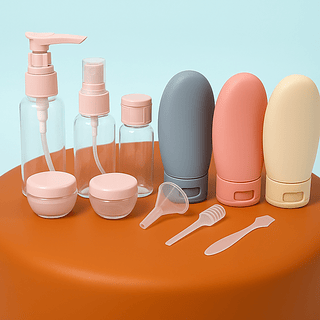 Kit de Viagem com 11 peças Spray para Cremes Shampoo Perfume com Bolsa de Transporte