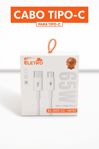 Cabo Turbo 65W Tipo-C para Tipo-C