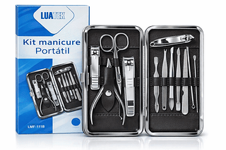 Kit Manicure 12 peças para manicure e pedicure Portátil Luatek