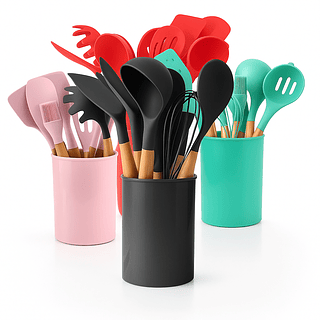 Kit de Utensílios de Silicone para Cozinha ( CORES VARIADAS )