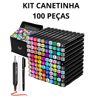 PROMOÇÃO: Kit Canetinha Ponta Dupla 100 CORES