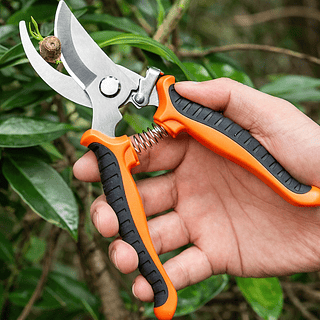 Alicate De Poda Jardinagem Galhos Plantas Flores Com Trava Laranja