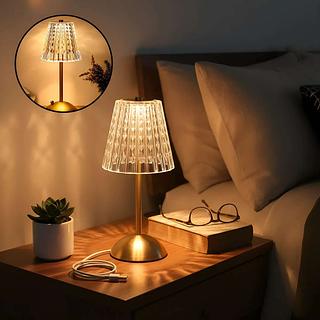 Luminária Abajur de Mesa Cristal Elegante Portátil Recarregável