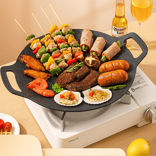 Assadeira coreana para churrasco 30cm revestimento de pedra Maifan