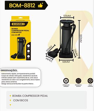 BOMBA COMPRESSOR PEDAL COM BICOS