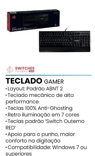 Madset teclado gamer mecanico com apoio removivel KUNP