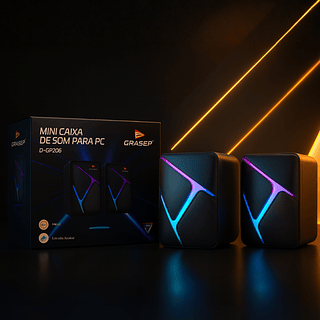 Mini Caixa de Som Gamer Grasep com Iluminação RGB – 6W RMS