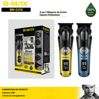 Kit Máquina de Cortar Cabelo Rosto e Corpo 6 em 1