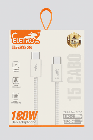Cabo ELETRO TIPO-C para TIPO-C 100W
