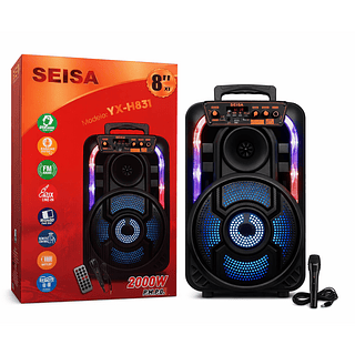 Caixa De Som Bluetooth Portátil Com 8 Luzes Led E Microfone Integrado 2000W