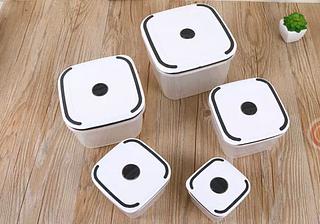 Kit potes hermeticos com tampa 5 pecas -20℃ ate 120℃ Quadrado