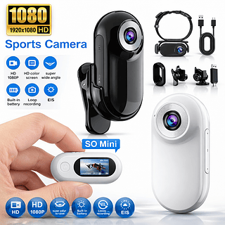 Mini Câmera De Ação Esportiva Portátil 1080P com Acessórios de Gravação Corporal