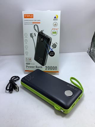 POWER BANK 20000mAh 3.1 C/ ADAPTADORES GOLD