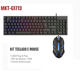 Kit teclado e Mouse gamer RGB silencioso