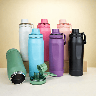 Garrafa Térmica Inox 800ml com Alça e Protetor de Silicone (Envio Aleatório)