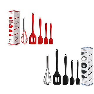 Kit 5 Utensílios Jogo Cozinha Silicone Antiaderente